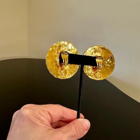 DOMINIQUE AURIENTIS PARIS 80’S VINTAGE RETRO RUNWAY RARE GLAM GRIPOIX EARRINGS - Picture 16 of 17
